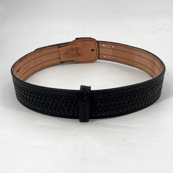 Dutyman 2-1/4" Basketweave Leather Sam Browne 4-Row Stitch Duty Belt 36 - Picture 3 of 8